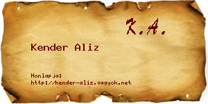 Kender Aliz névjegykártya